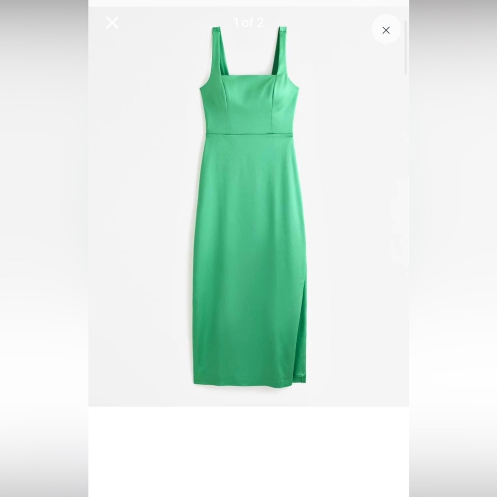 Abercrombie & Fitch Green Midi Dress with Slit